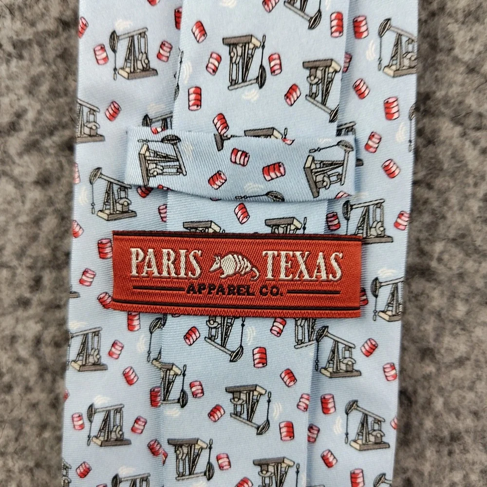 Paris Texas Apparel Thirsty Birds Silk Tie Oil Derrick Barrel Blue W3.25 L:58